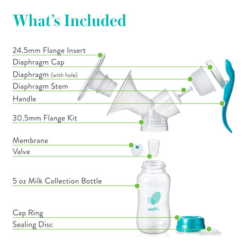 Evenflo Advanced Manual Breast Pump - Includes 2 Flange Sizes & 5 oz Bottle