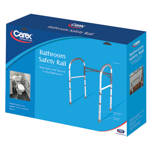 Carex Stand-Alone Bathroom Safety Rail - Adjustable Height Toilet Assist Grab Bar, 300 lb Capacity