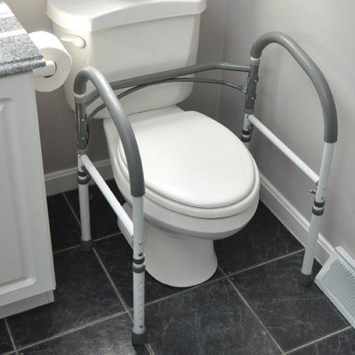 Carex Stand-Alone Bathroom Safety Rail - Adjustable Height Toilet Assist Grab Bar, 300 lb Capacity
