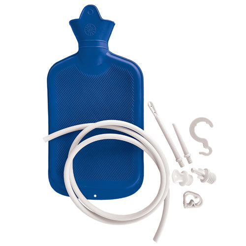 2 Quart Hot Water Bottle Enema and Douche Kit - Blue Jay Rubber System for Pain Relief & Cleansing
