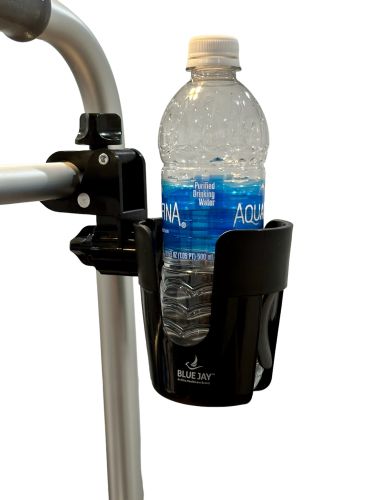 Hold My Drink Dlx Multi-Directional Cup Holder for Rollators, Wheelchairs, Walkers - Blue Jay