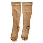 30-40 mmHg Compression Stockings, Below Knee, Closed Toe, Large - Beige