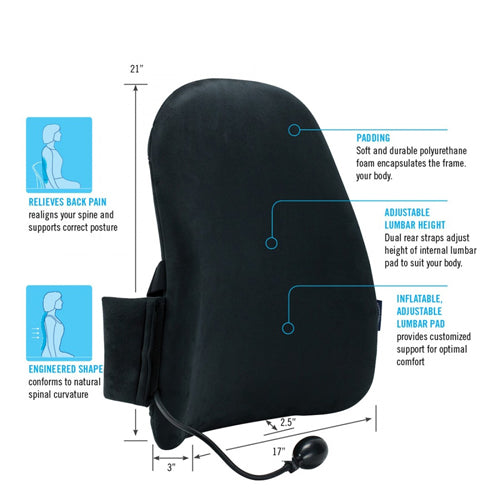 ObusForme CustomAIR Backrest with Adjustable Lumbar Support - Ergonomic Pain Relief & Posture Correction