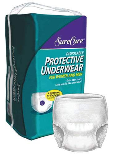 Disposable Incontinence Underwear, Medium (34-46 inch), Absorbent Core, 4 Packs/20 Per Case