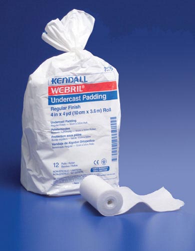 Webril Undercast Padding 3 Inch x 4 Yards, 100% Cotton, Bag of 12 Rolls