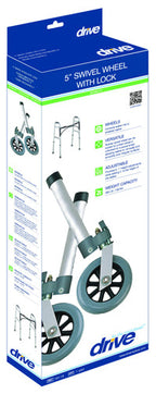 Swivel or Fixed 5-Inch Walker Wheels with Locks and Glides - 350 lbs Capacity