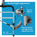 Carex Bed Assist Rail - Adjustable Height & Depth, Fall Prevention, Supports 300 lbs