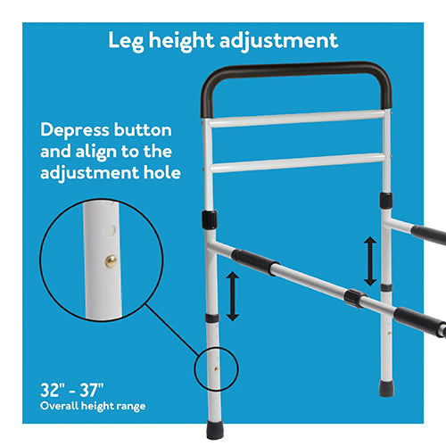 Carex Bed Assist Rail - Adjustable Height & Depth, Fall Prevention, Supports 300 lbs
