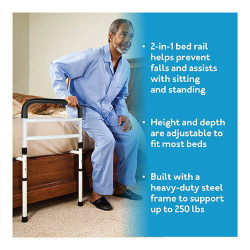 Carex Bed Assist Rail - Adjustable Height & Depth, Fall Prevention, Supports 300 lbs