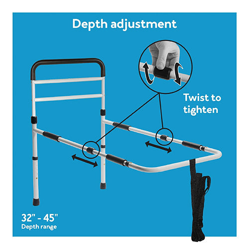 Carex Bed Assist Rail - Adjustable Height & Depth, Fall Prevention, Supports 300 lbs