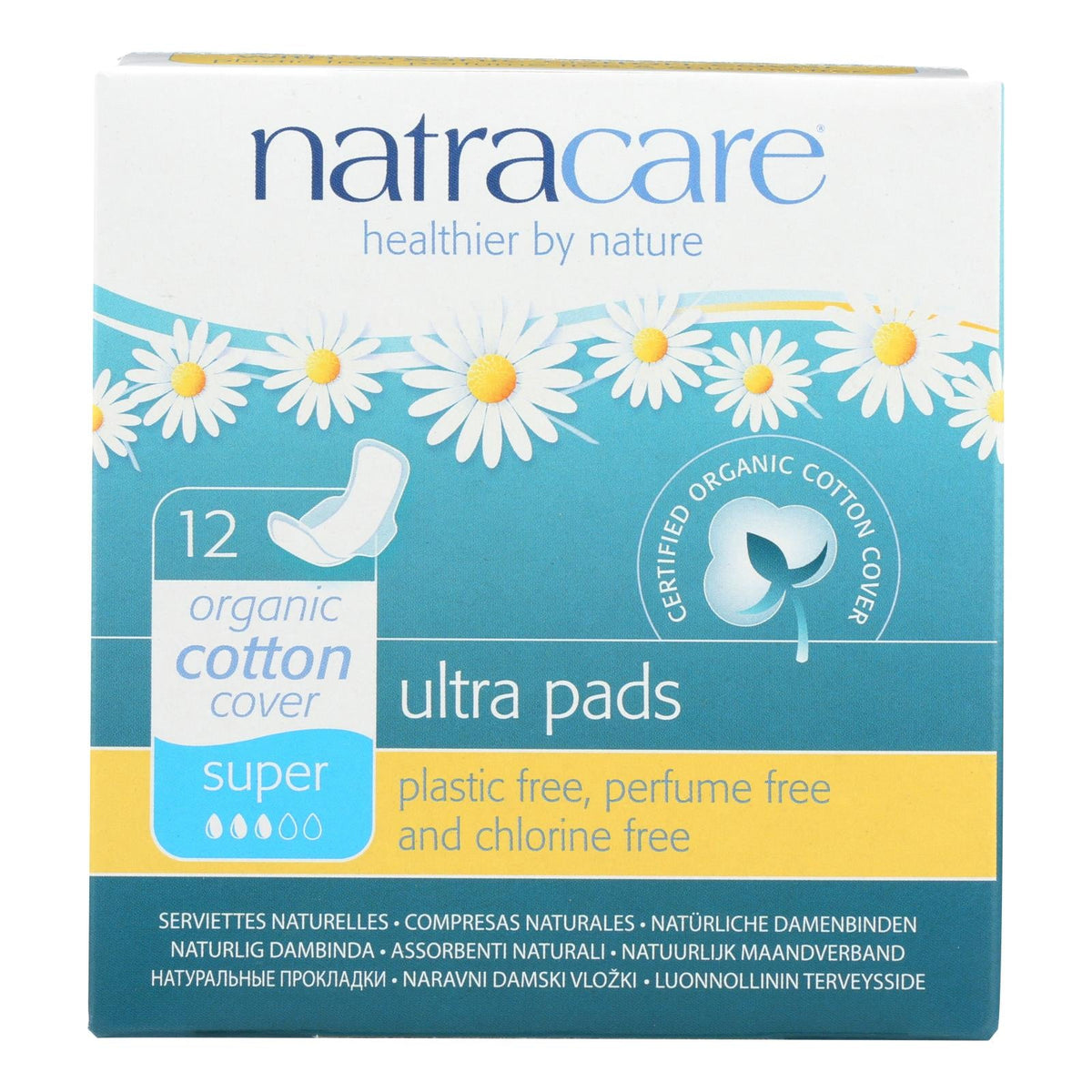 Natracare Natural Ultra Pads with Wings, Super, Organic Cotton Cover, 12 ct (Case of 2)