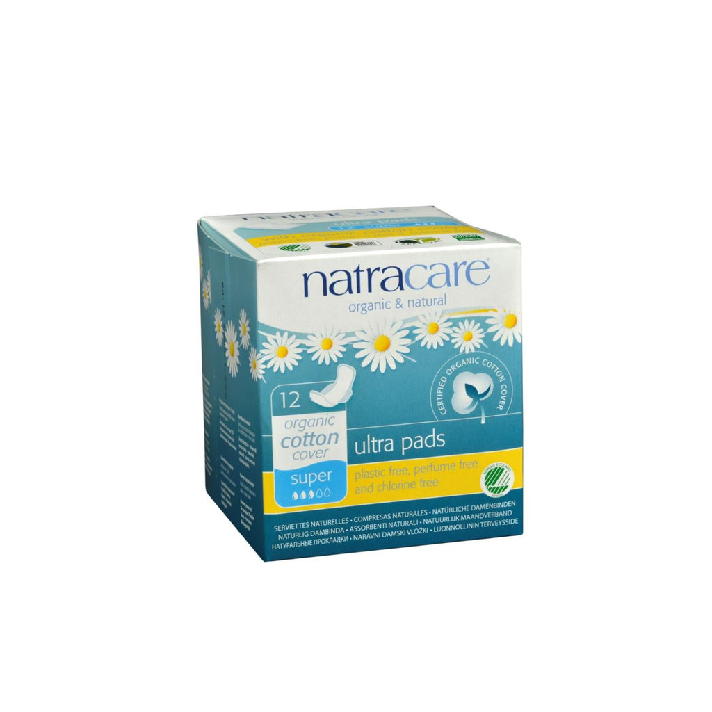 Natracare Natural Ultra Pads with Wings, Super, Organic Cotton Cover, 12 ct (Case of 2)