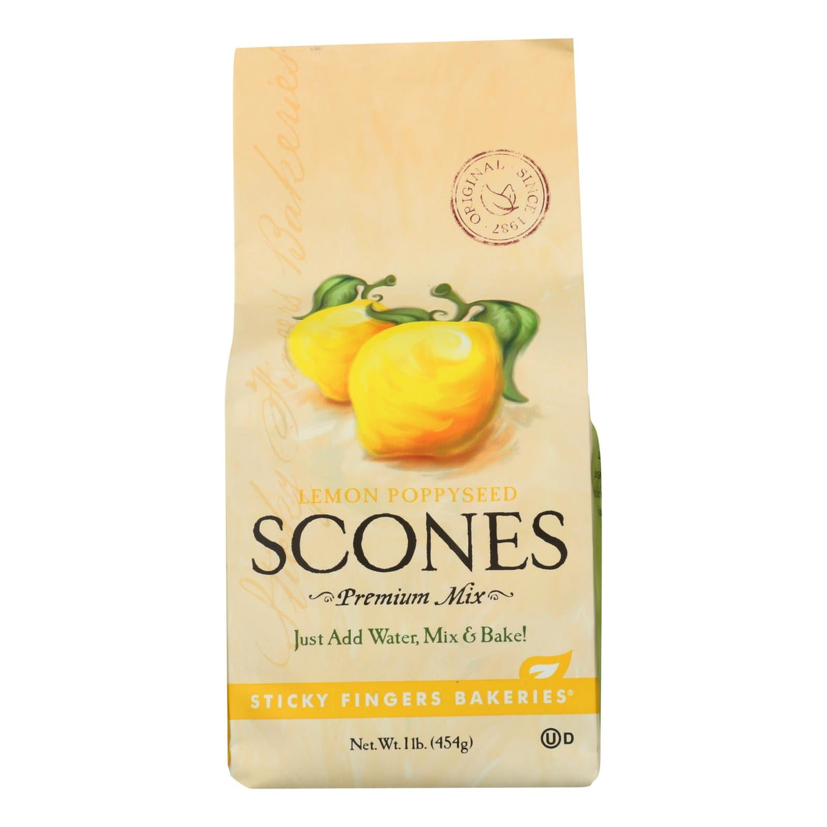 Sticky Fingers Bakeries Lemon Poppy Scone Mix, 16 oz (Case of 6)