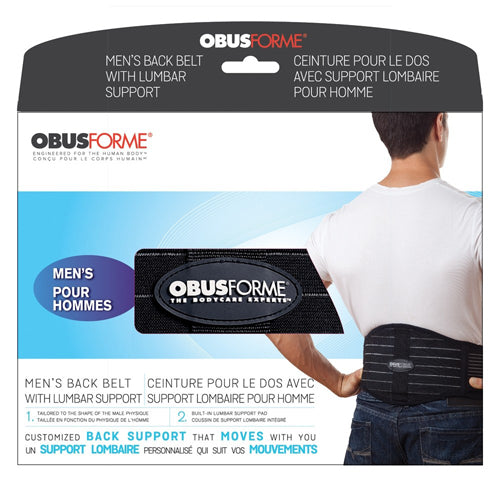 ObusForme Men’s Back Support Belt L/XL – Black, Adjustable Lumbar Support for Posture & Lifting