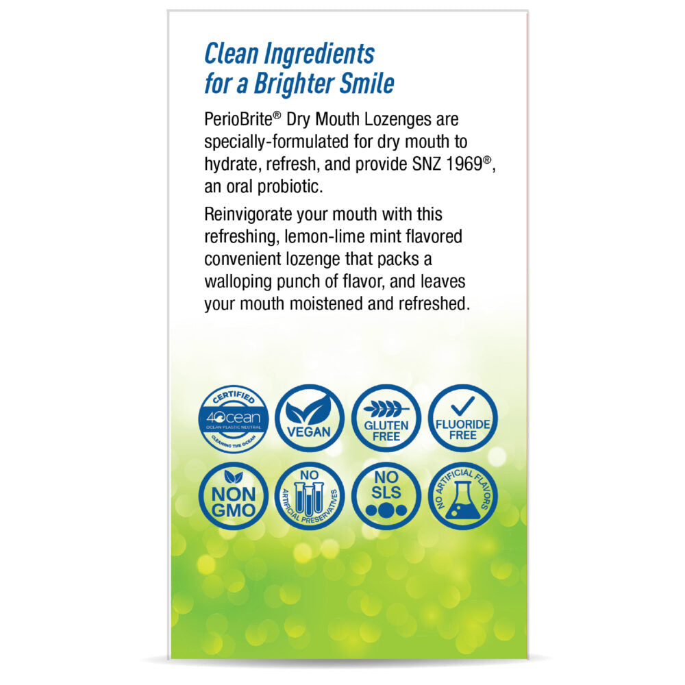 Nature's Answer PerioBrite Dry Mouth Lozenges - Lemon-Lime Mint | 100 Ct Oral Probiotics
