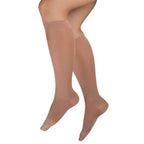 Ladies' Beige 15-20 mmHg Knee High Compression Stockings - Sheer Mild Support, Large