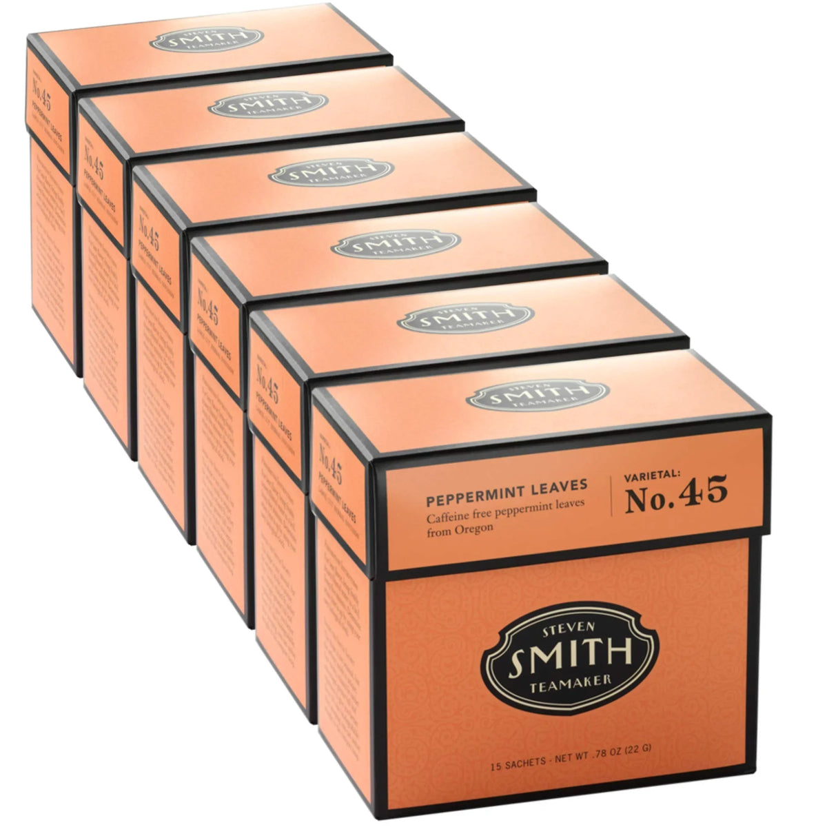 Smith Teamaker Peppermint Herbal Tea – Pure & Caffeine-Free (6-Pack, 15 Bags Each)