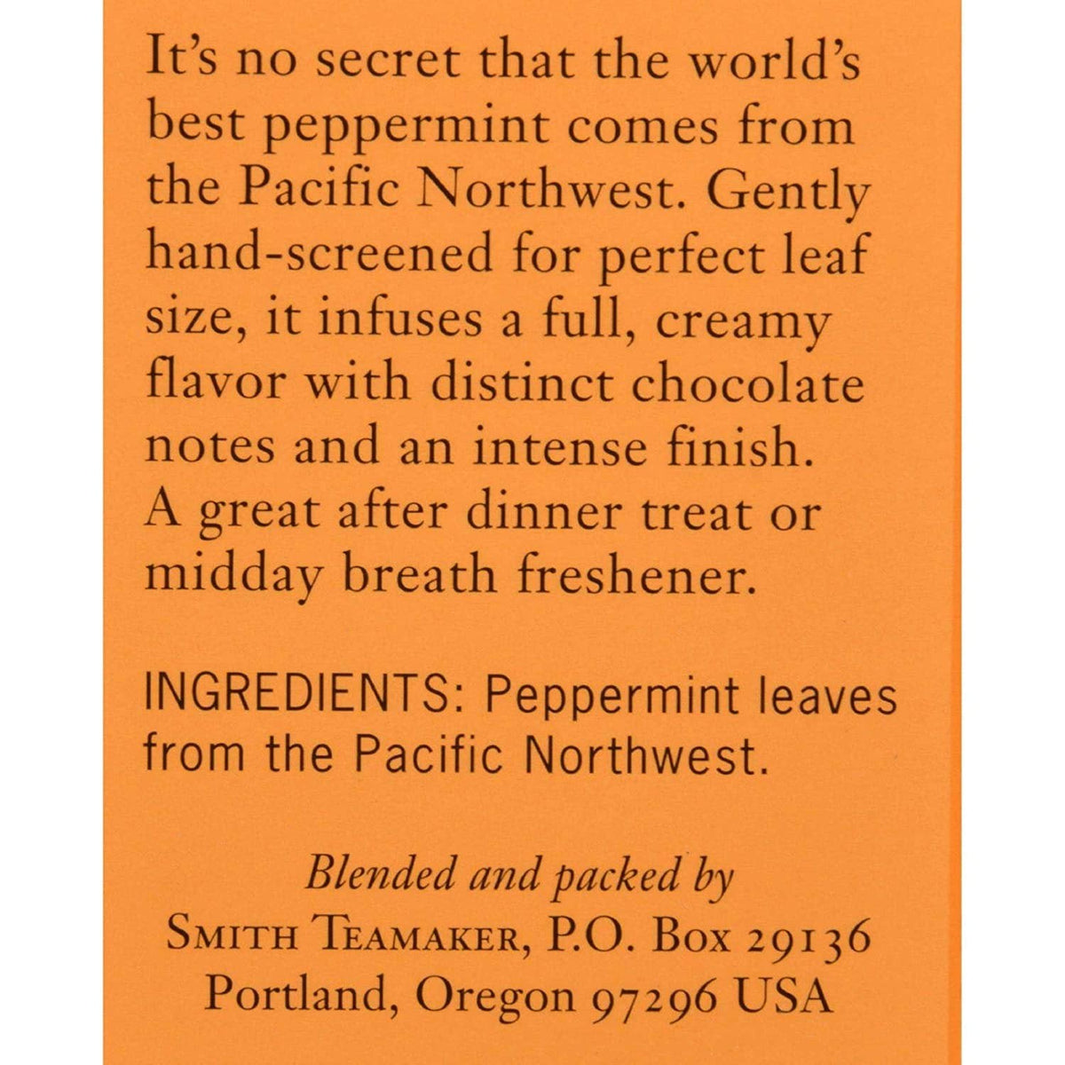 Smith Teamaker Peppermint Herbal Tea – Pure & Caffeine-Free (6-Pack, 15 Bags Each)