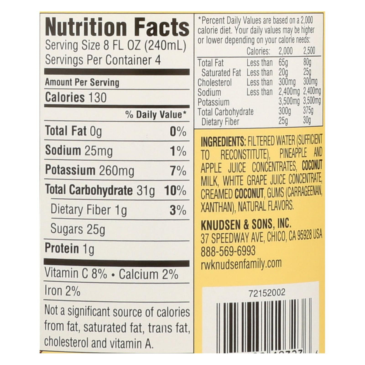 R.W. Knudsen Pineapple Coconut Juice, 32 fl oz (Case of 6)