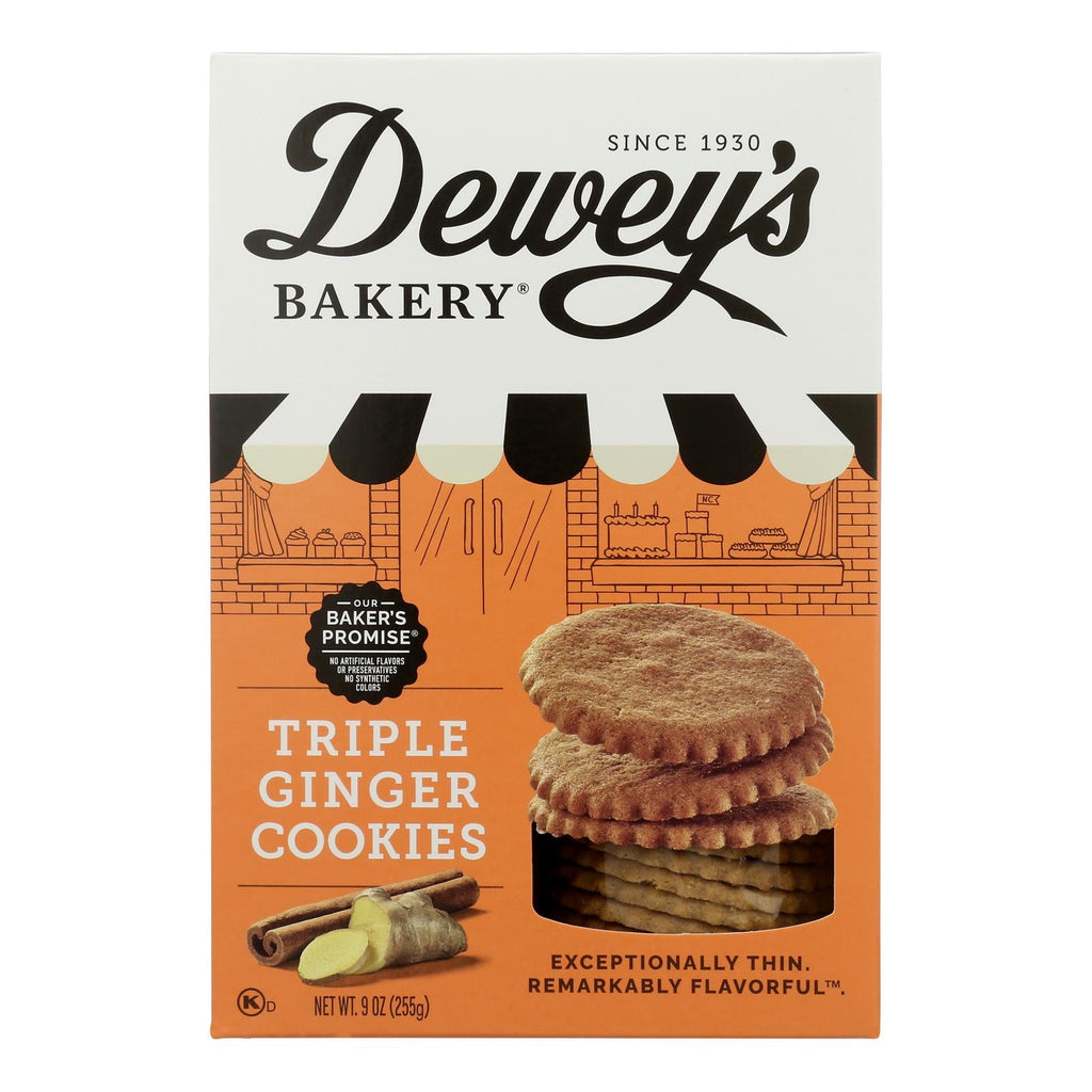 Dewey's Bakery Moravian Style Triple Ginger Cookie Thins, 9 oz (Case of 6)