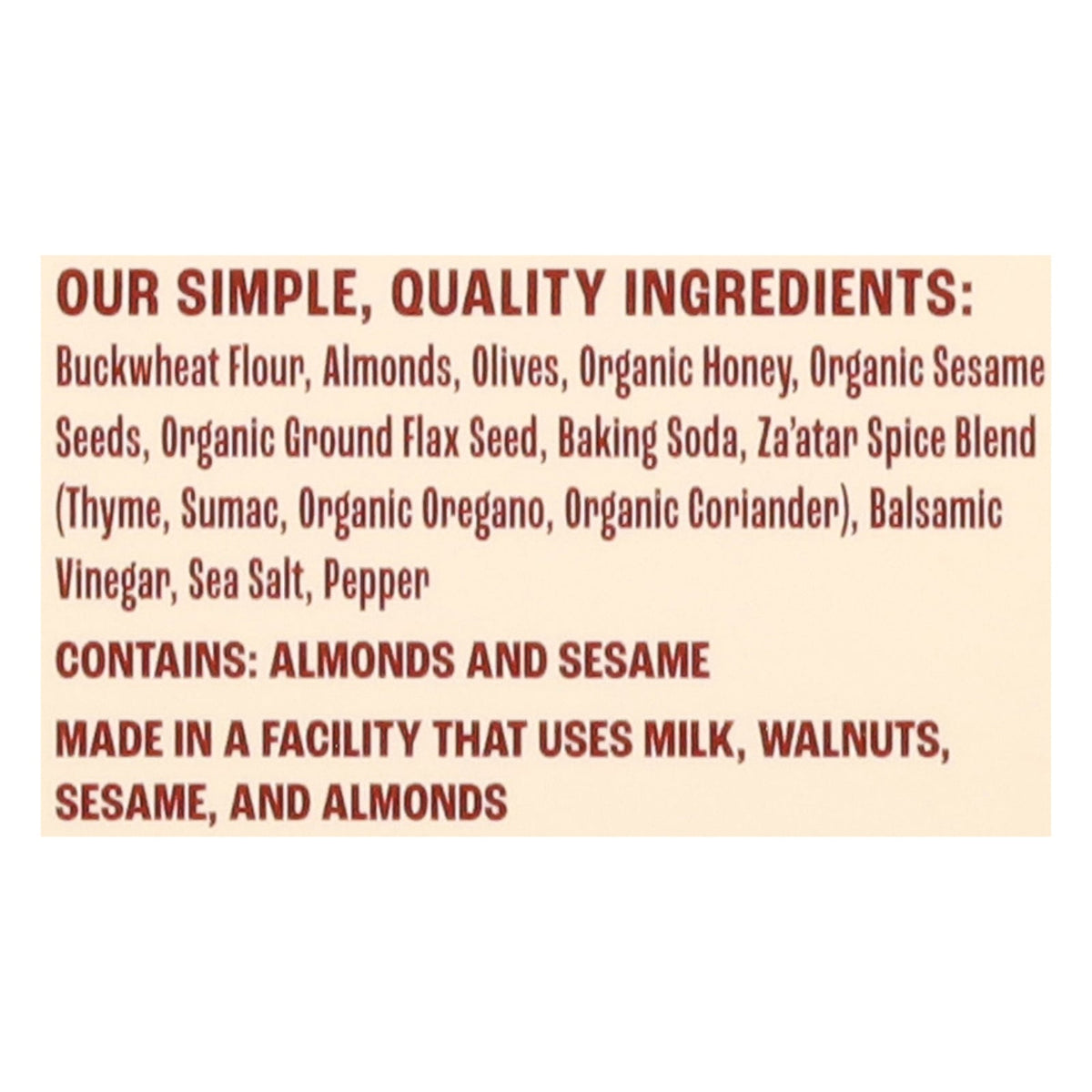 Better With Buckwheat Olive Za'atar Crackers, 4 oz (Case of 10)