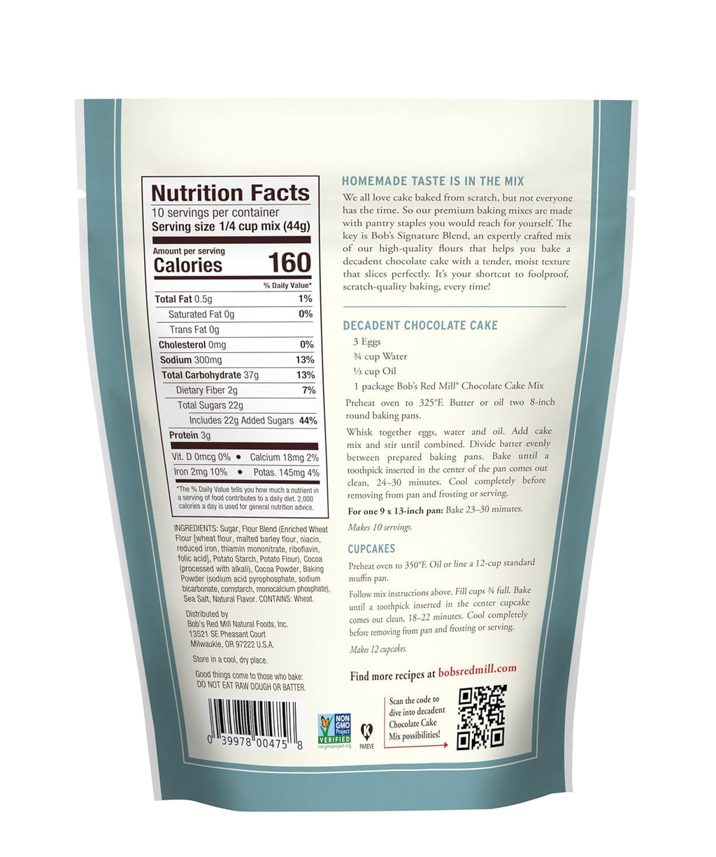 Bob's Red Mill Chocolate Cake Mix, 15.5 oz (Case of 4)