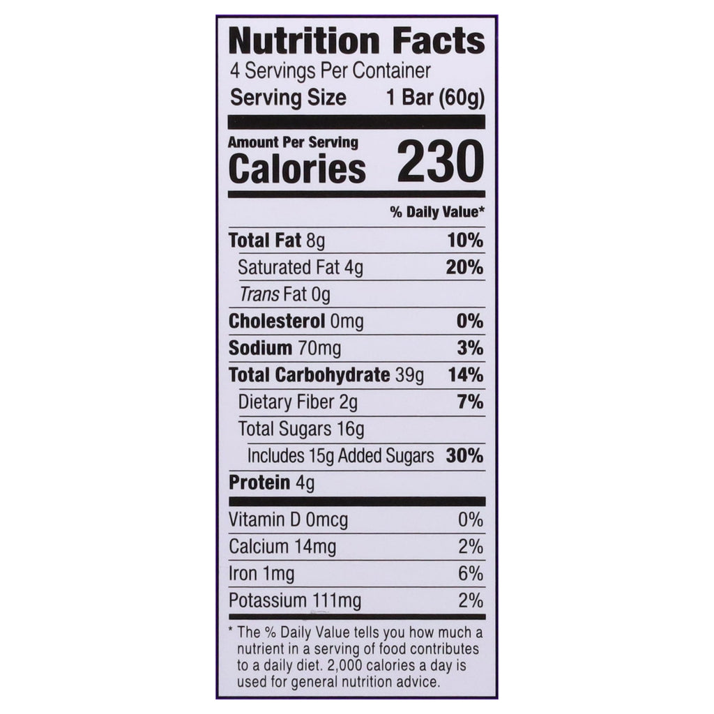 Bobo's Grape Jam PB&J's Oat Bars, 4 x 2.1 oz (Case of 6)
