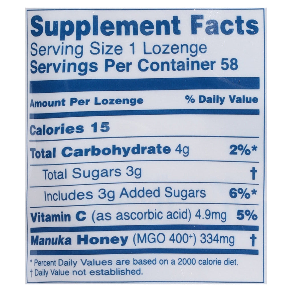Manuka Health MGO 400+ Manuka Honey Lemon Ginger Lozenges, 58 ct
