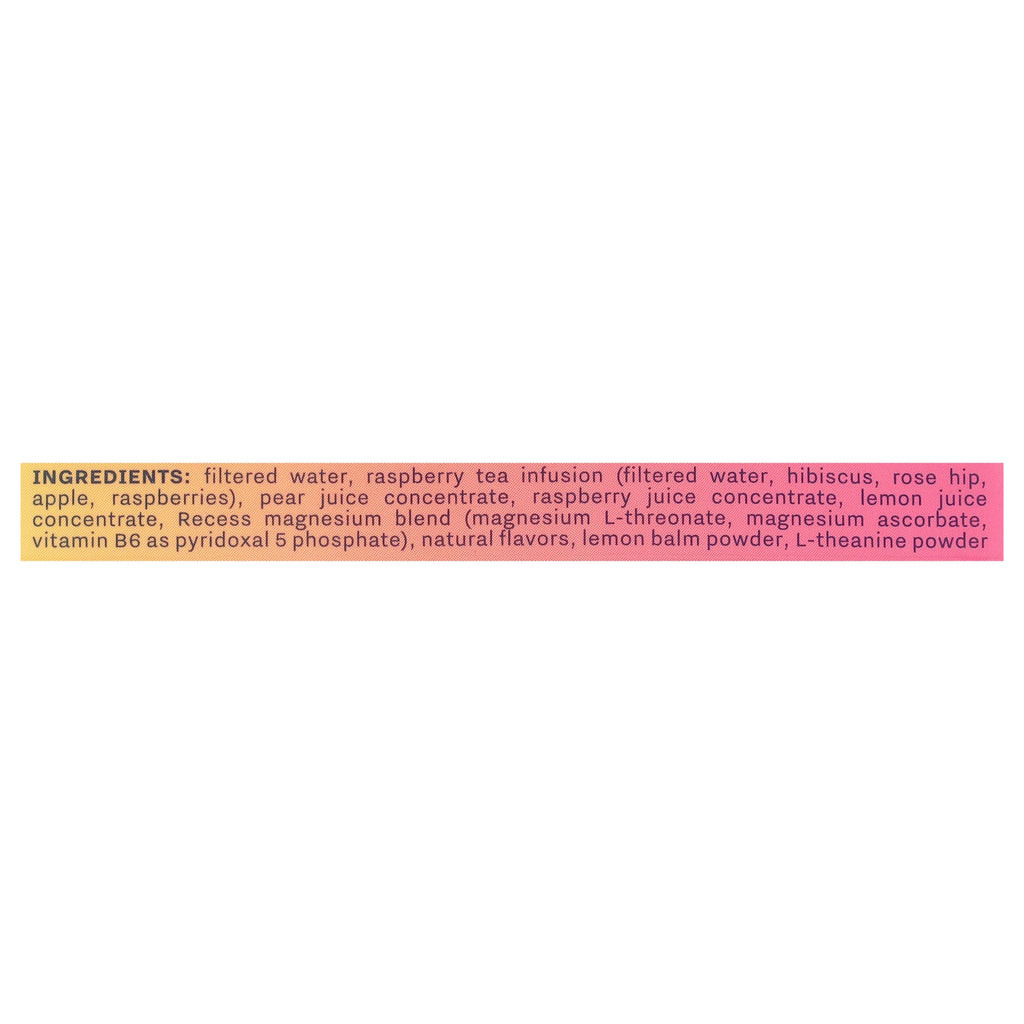 Recess Raspberry Lemon Magnesium Sparkling Water, 12 fl oz (Case of 12)