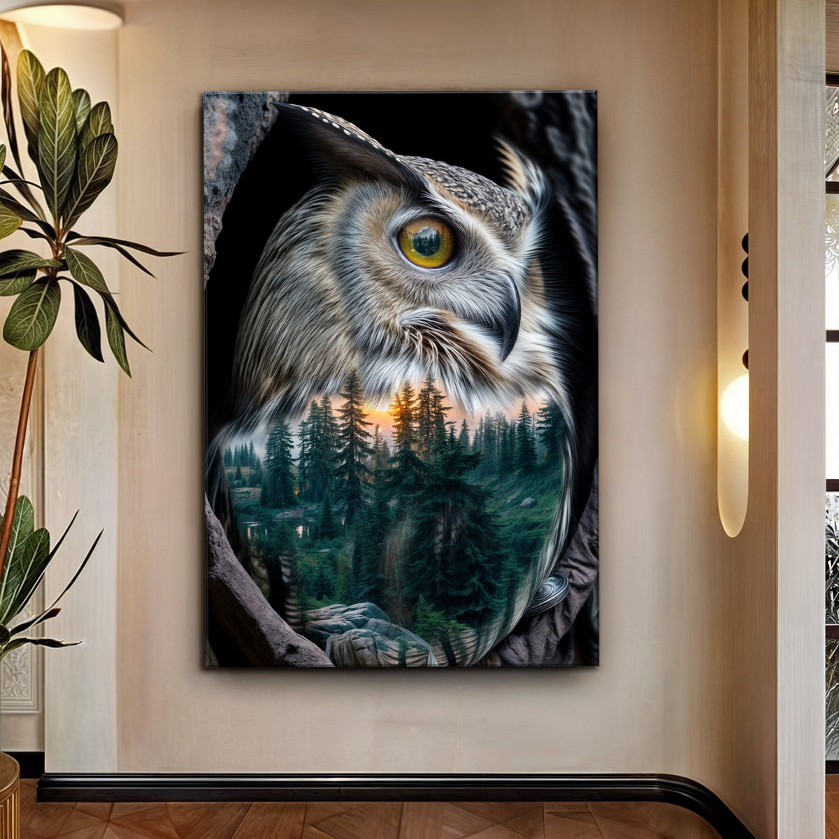 Owl Double Exposure Wall Art