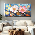 Golden Petals Impasto Wall Art