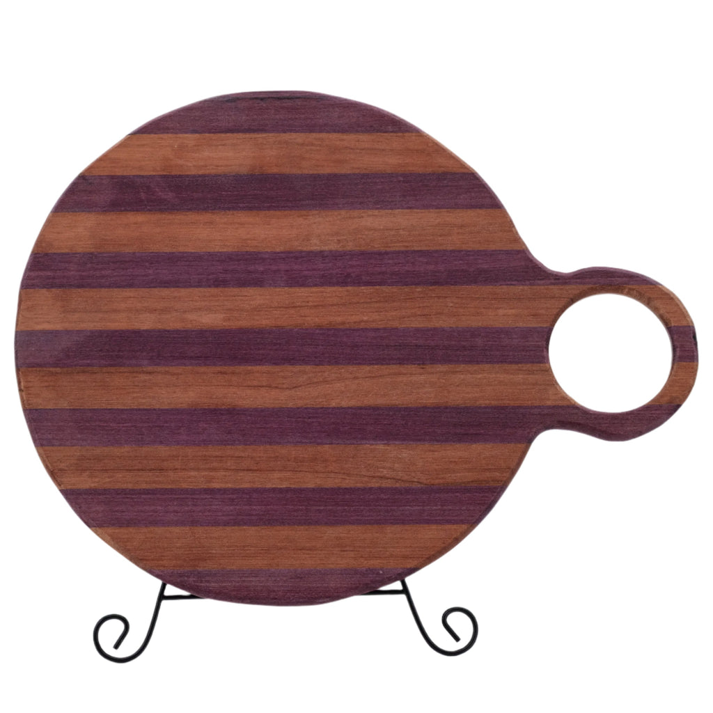 Cutting Board With Handle | Circle | Mixed Wood | Handcrafted
