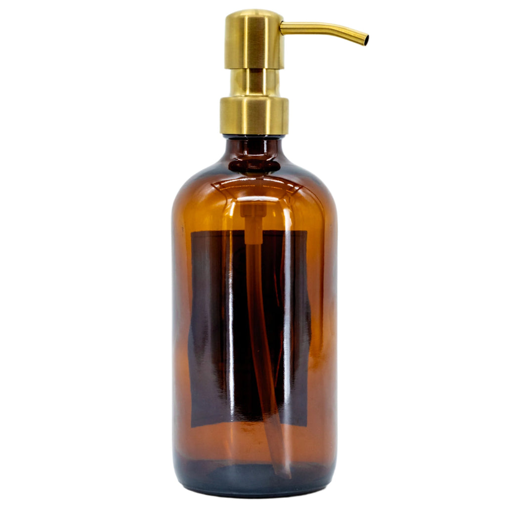 SALE | "I Am Grateful" Amber Glass Lotion & Soap Dispenser | 16 oz | Plains + Simple