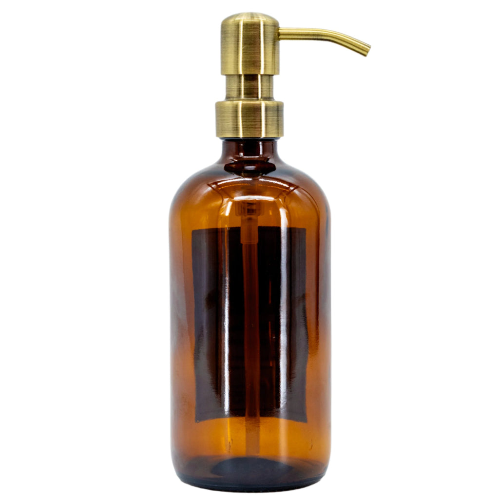 SALE | "I Am Grateful" Amber Glass Lotion & Soap Dispenser | 16 oz | Plains + Simple