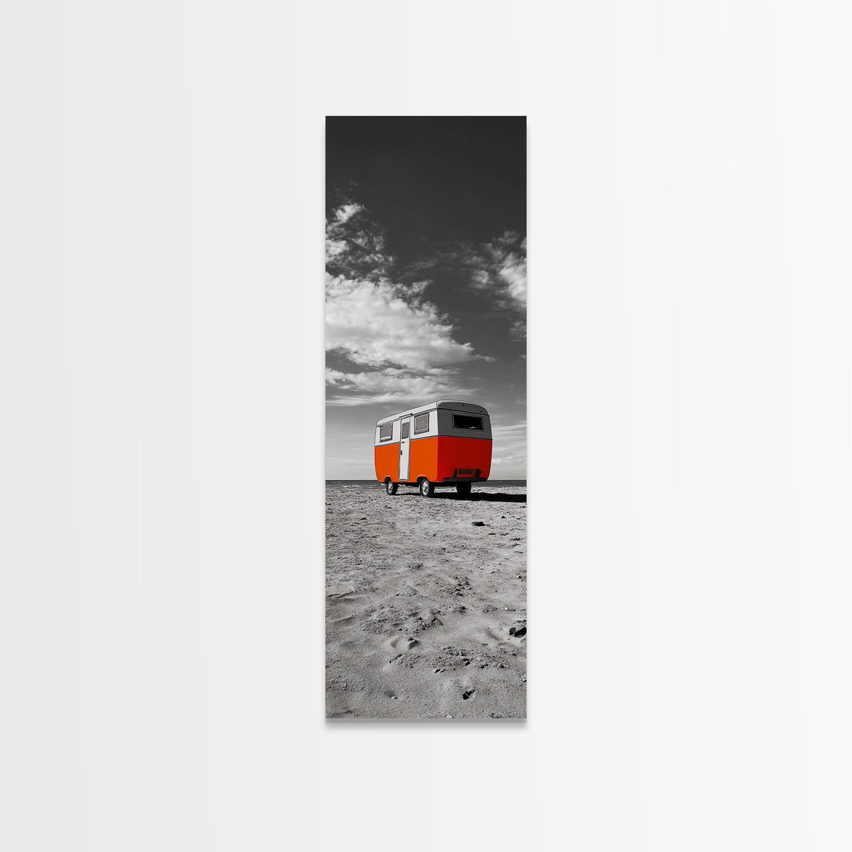 Coastal Camper Van, Beach Road Trip Art, Travel Lover Gift, Framed Canvas Print, Minimalist Seaside Decor, Van Life Wall Art, Entryway Art