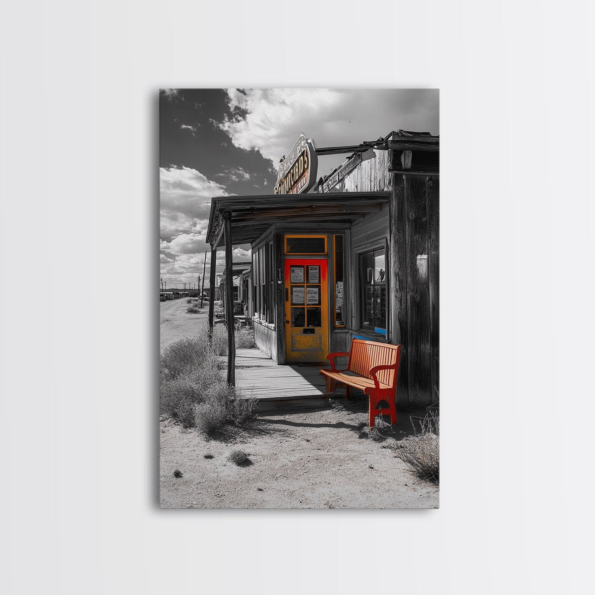 Old Storefront, Desert Scene, Rustic Americana, Canvas Print, Country Wall Art, Western Decor, Vintage Architecture, Farmhouse Style Art