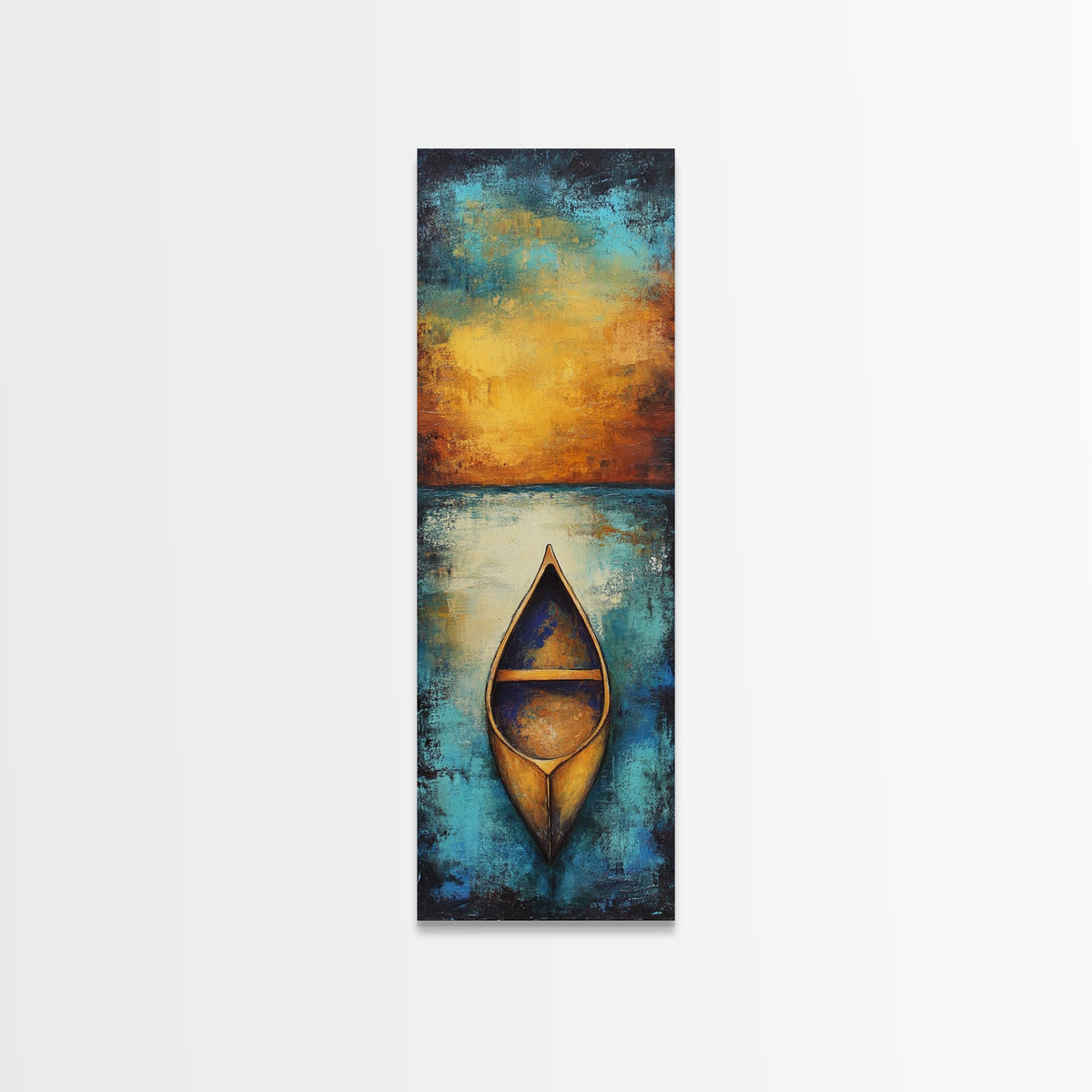 Misty Lake Canoe Framed Canvas Print Coastal Landscape Art Moody Art Lake Tahoe Art Nautical Wall Art Cottagecore Art