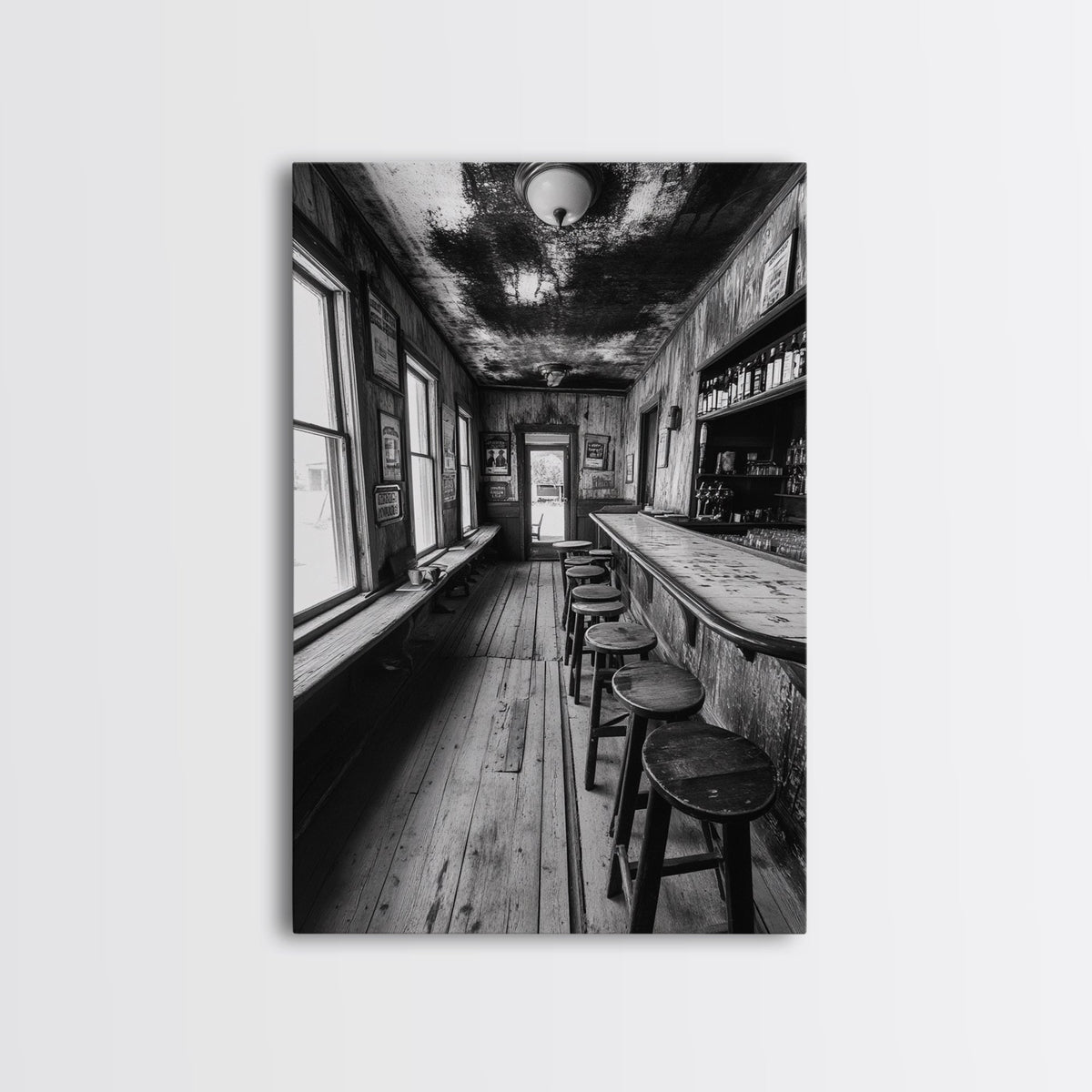 Western Saloon, rustic wall art, cowboy art, vintage western decor, bar art print, moody art, framed canvas print, farmhouse art