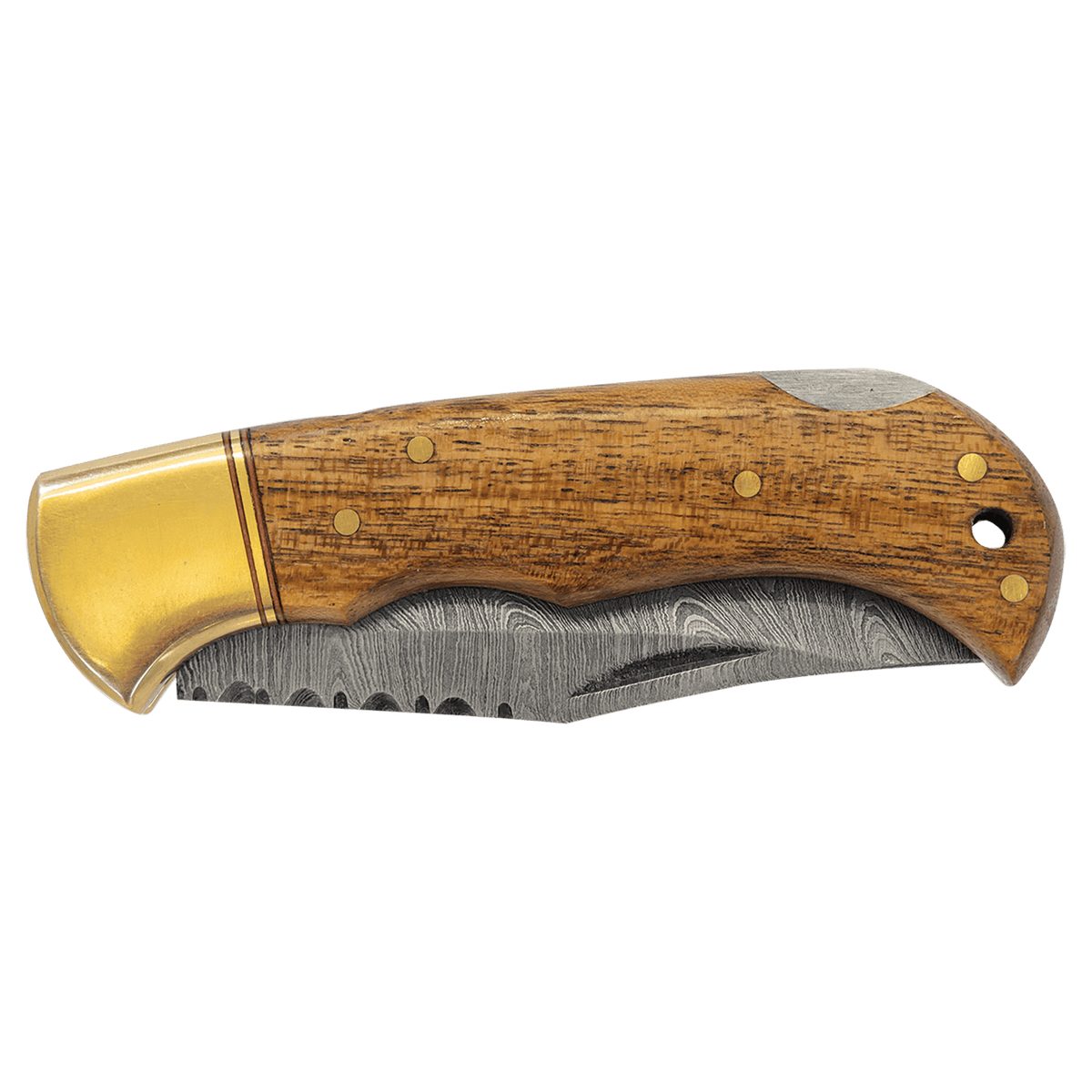 3.75" Damascus Steel Knife with Acadia Wood & Sheath