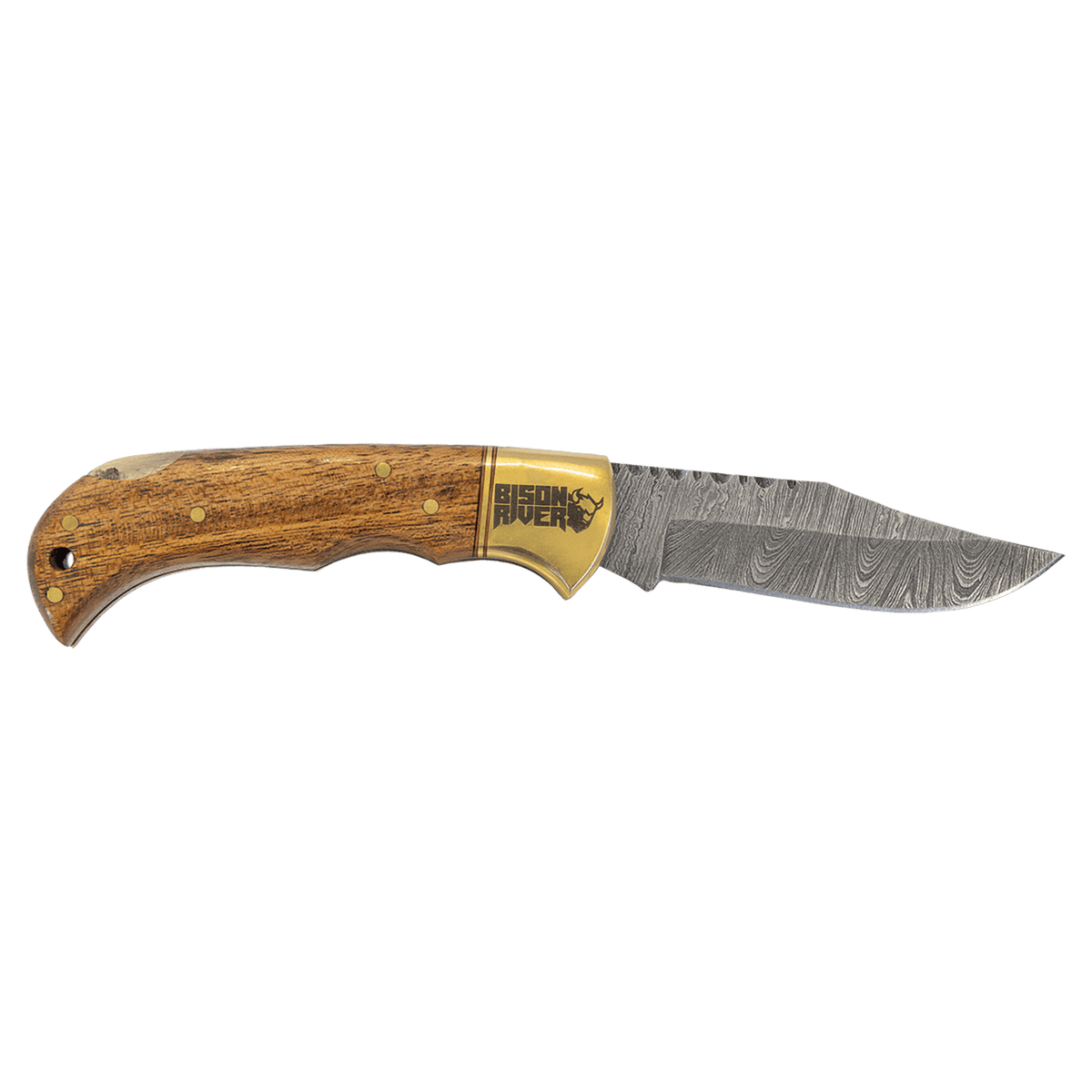 3.75" Damascus Steel Knife with Acadia Wood & Sheath