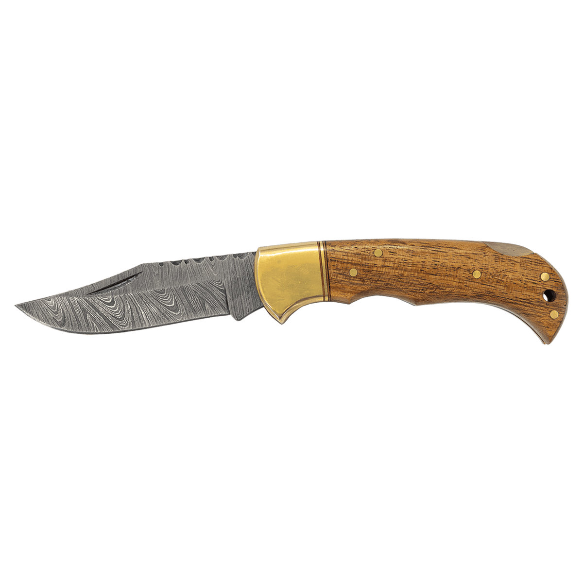 3.75" Damascus Steel Knife with Acadia Wood & Sheath