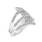 18K White Gold 1 3/4 Cttw Diamond Multi Crossover and Split Shank Cocktail Ring