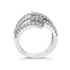 18K White Gold 1 3/4 Cttw Diamond Multi Crossover and Split Shank Cocktail Ring