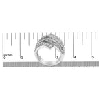 18K White Gold 1 3/4 Cttw Diamond Multi Crossover and Split Shank Cocktail Ring