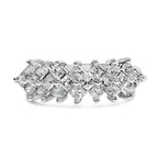 Sterling Silver 1 1/4 Cttw Princess Diamond Cluster Band Ring