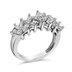 Sterling Silver 1 1/4 Cttw Princess Diamond Cluster Band Ring