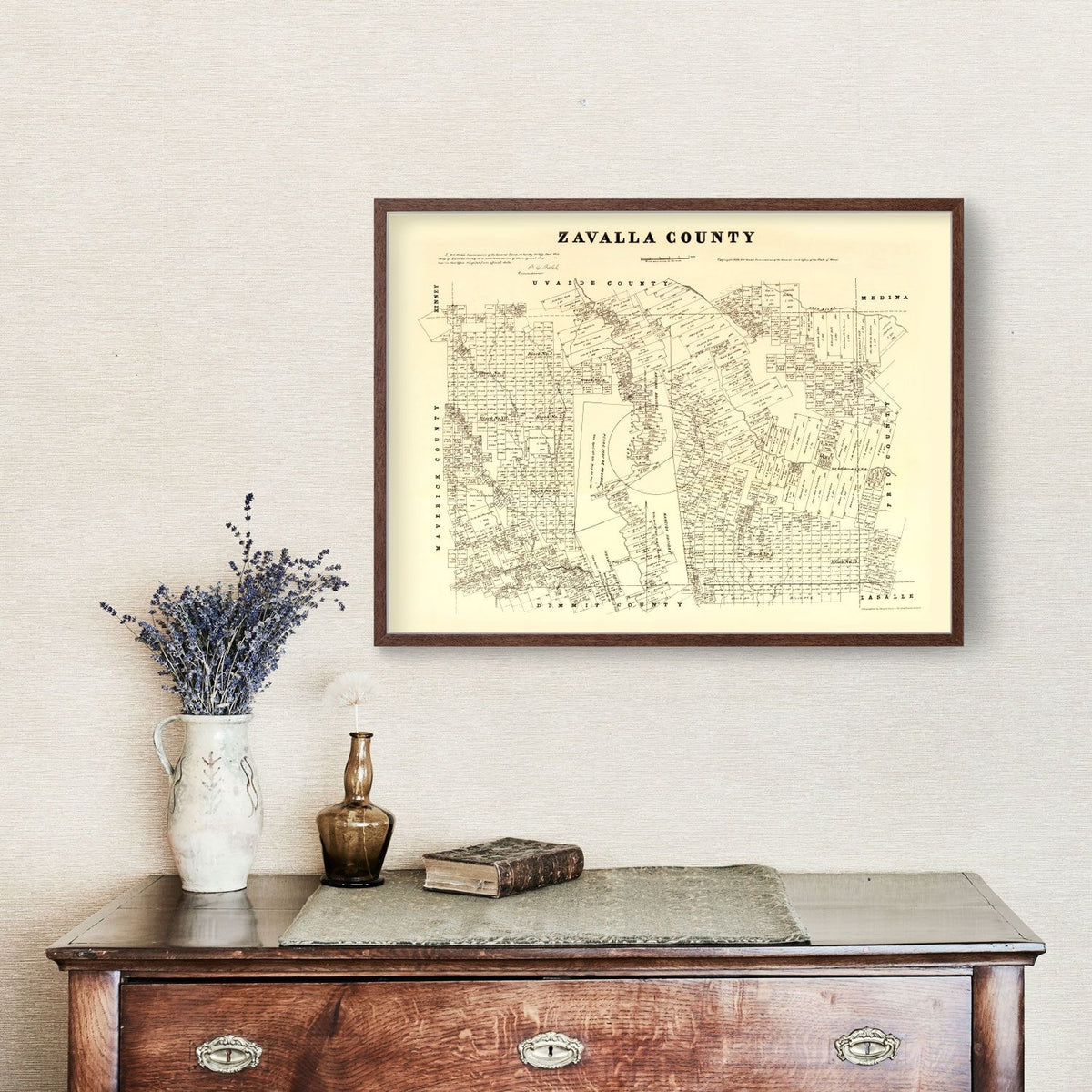 Vintage Map of Zavalla County, Texas 1879