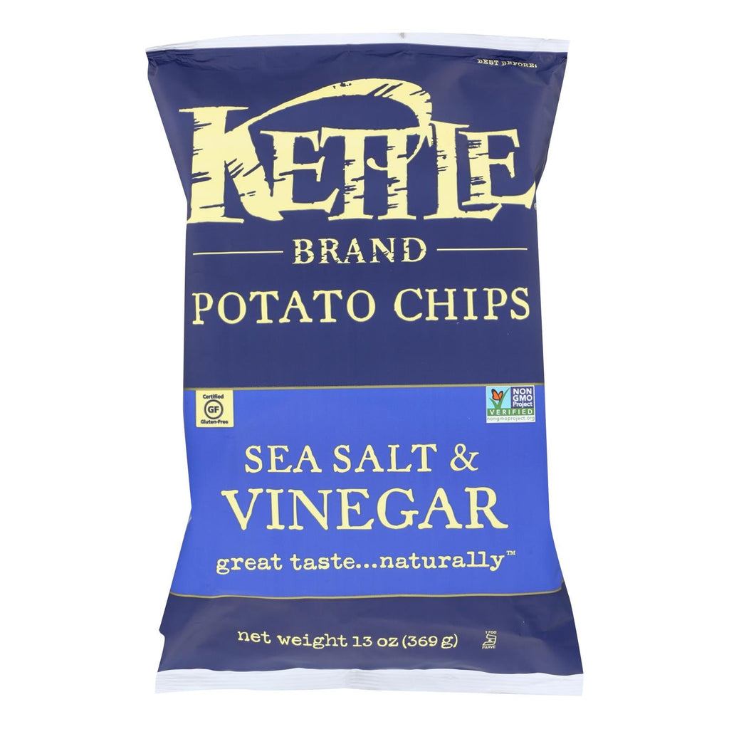 Kettle Brand Sea Salt & Vinegar Potato Chips, 13 oz (Case of 9)