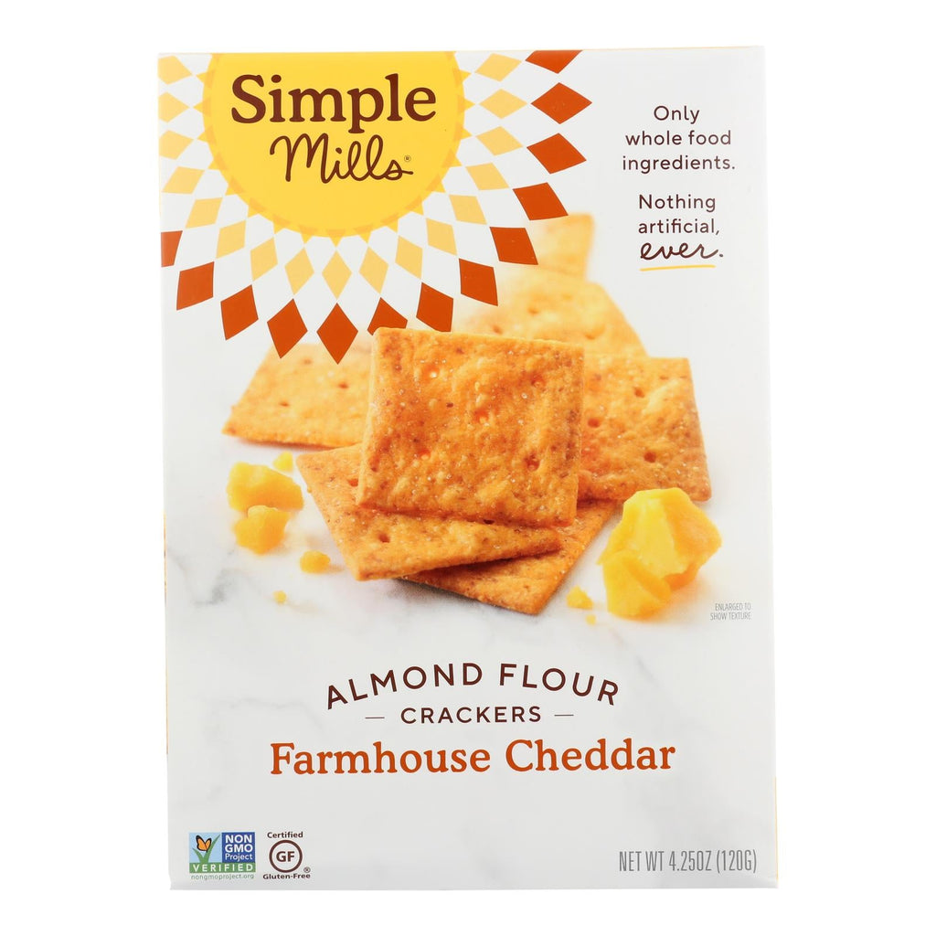 Simple Mills Farmhouse Cheddar Almond Flour Crackers, 4.25 oz (Case of 6)