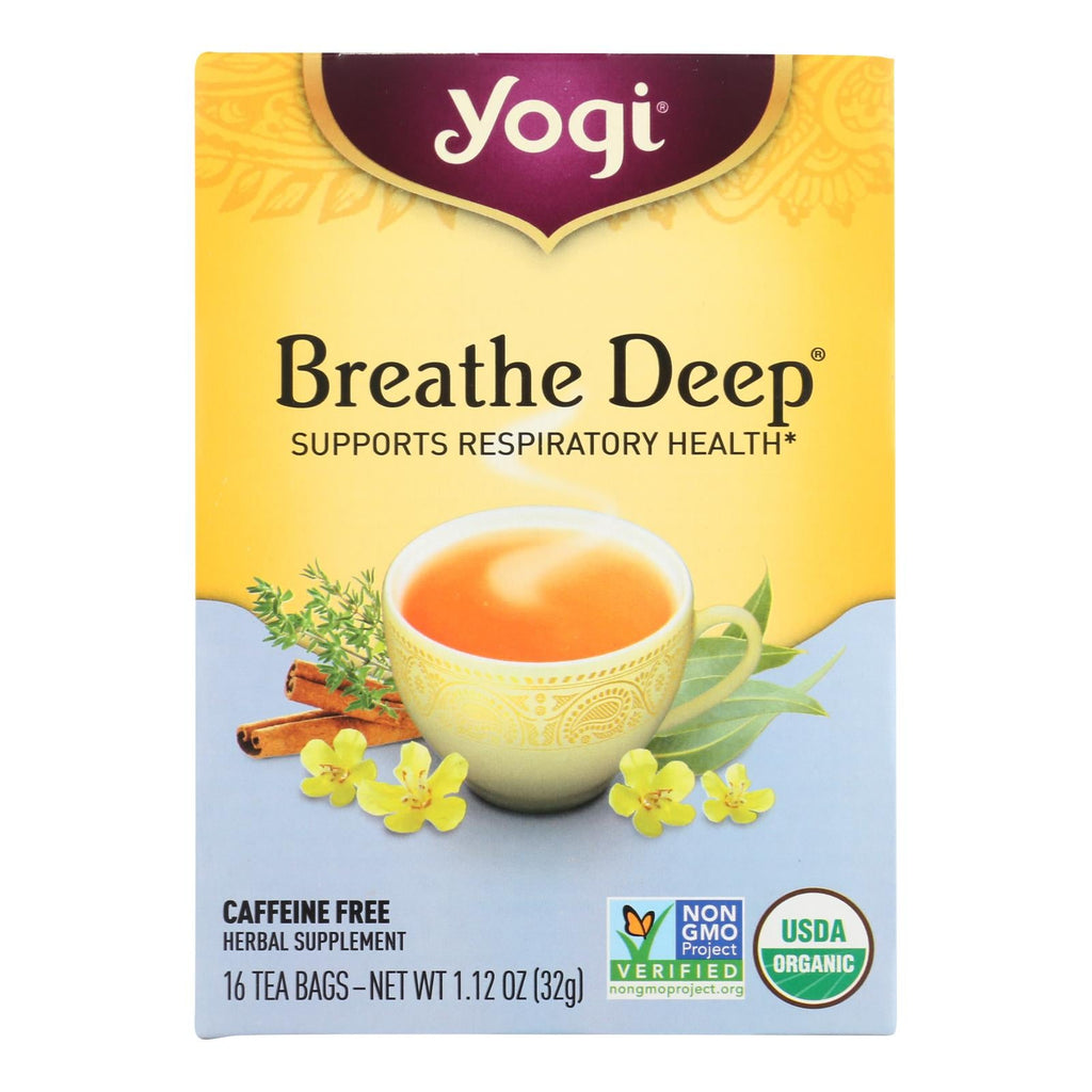 Organic Yogi Breathe Deep Herbal Tea (Caffeine Free - 16 Tea Bags) Pack of 6